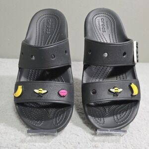 Crocs Unisex Baya Two-Strap Slide Sandals Black  Womens Size 7 Mens Size 5